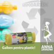 Saci menajeri segregare plastic si metal,120 L,10 bucati, Ana, LDPE, galben