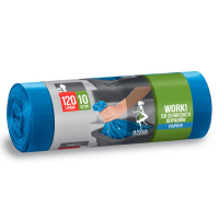 Saci menajeri segregare hartie,120 L,10 bucati, Ana, LDPE, albastru