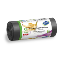 Saci menajeri ecologici cu snur, 35 Litri, 15 bucati, LDPE, Stella