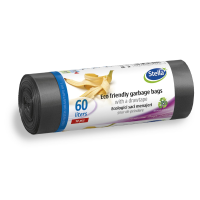 Saci menajeri ecologici cu snur, 60 Litri, 10 bucati,LDPE, Stella