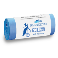 Saci menajeri 90 Litri, 50 bucati, HDPE, ALBASTRU