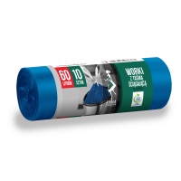Saci menaj cu snur, Ana, 60 L cu 10 buc albastri LDPE