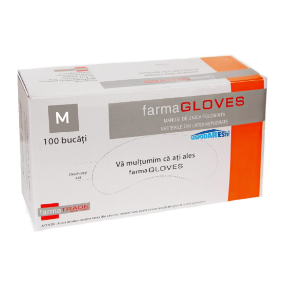 Manusi Latex NEPUDRATE, #M, farmaGloves 100 buc, 10bax