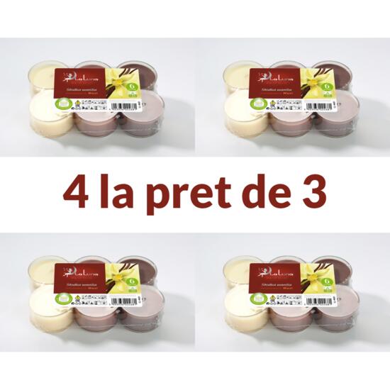 Set 4 x 6 Lumânări Pastilă Vanilie La Luna - Promo 3+1