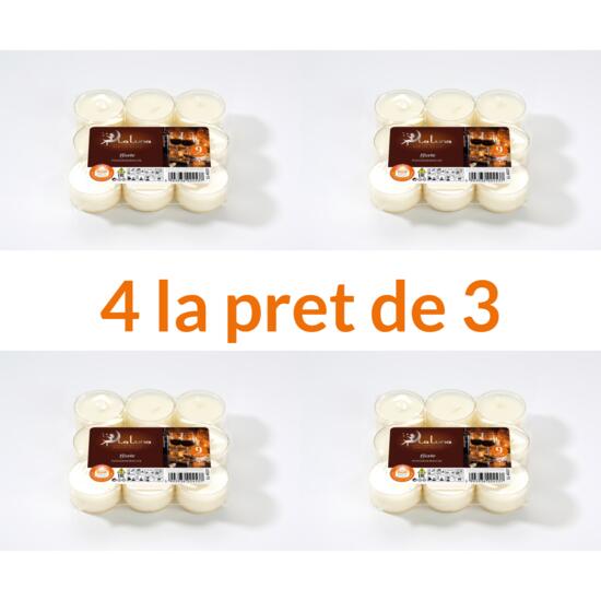 Set 4 x 9 Lumânări Pastilă Albe La Luna - Promo 3+1