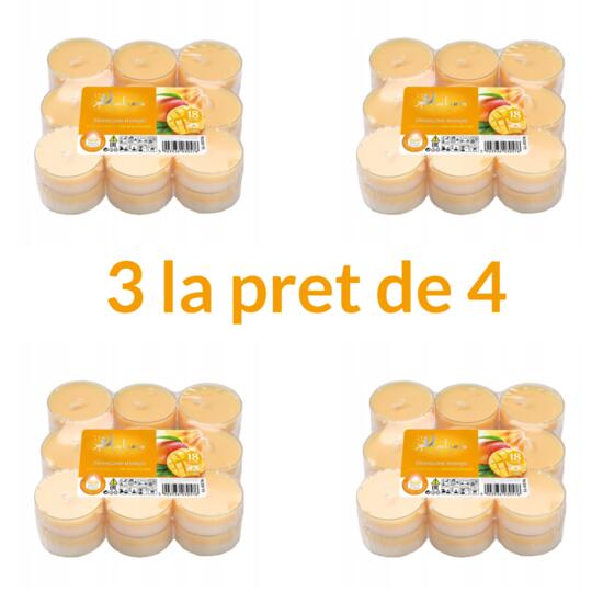 Set 4 x 18 Lumânări Pastilă Mango La Luna - Promo 3+1