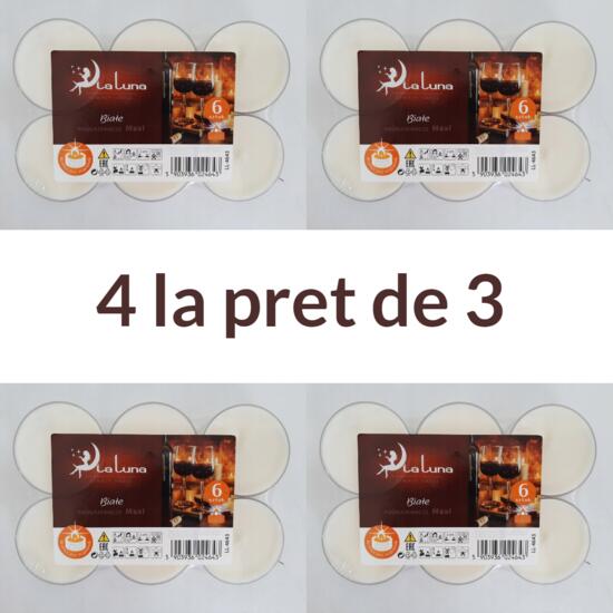 Set 4 x 6 Lumânări Maxi La Luna - Promoție 3+1 Cadou