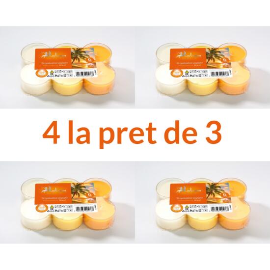 Set 4 x 6 Lumânări Tropical La Luna - Promo 3+1 Cadou