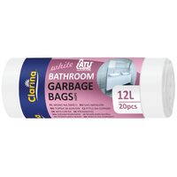 Saci menajeri 12 litri CLARINA,20 bucati, albi, pentru baie, HDPE