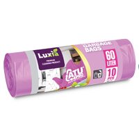 Saci menajeri Luxia cu urechi, parfumați, căpșuni, 60L, 10 bucăți