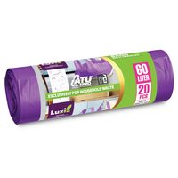 Saci menajeri Luxia 60L cu mânere mov, 20 buc