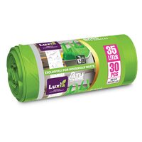 Saci menajeri Luxia 35L cu mânere verzi, 30 buc
