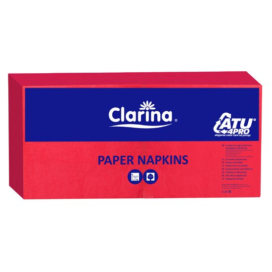 Șervețele Clarina 33x33cm roșii 2 straturi – 250 buc