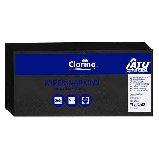 Șervețele Barman Clarina 24x24cm negre – 200 buc