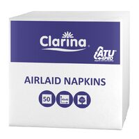 Șervețele Airlaid Clarina 40x40 albe – 50 buc