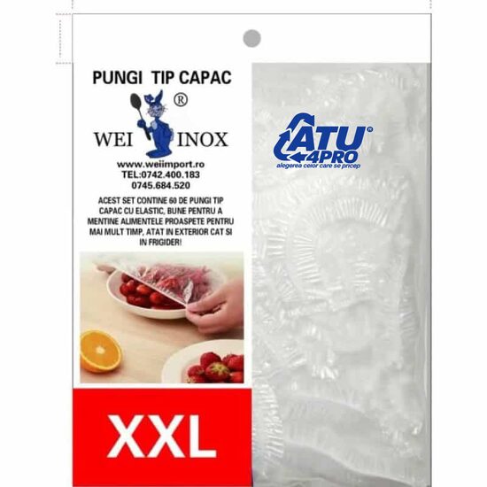 Capac plastic XXL elastic 60 buc păstrează prospețimea