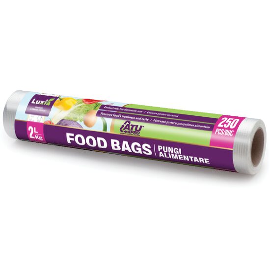 Pungi alimentare Luxia 2L/kg, 250 buc, HDPE