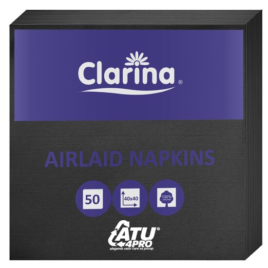 Servetele Clarina Airlaid 40x40 Negre 50 buc