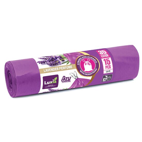 Saci menajeri LUXIA 35L cu snur Lavanda 15 buc mov