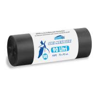 Saci menajeri, 90 Litri, 50 bucati, HDPE, NEGRU