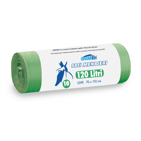 Saci menaj, 120/10 buc , LDPE, VERDE
