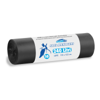 Saci menajeri ultrarezistenti 240  litri, 10 bucati, LDPE, negru